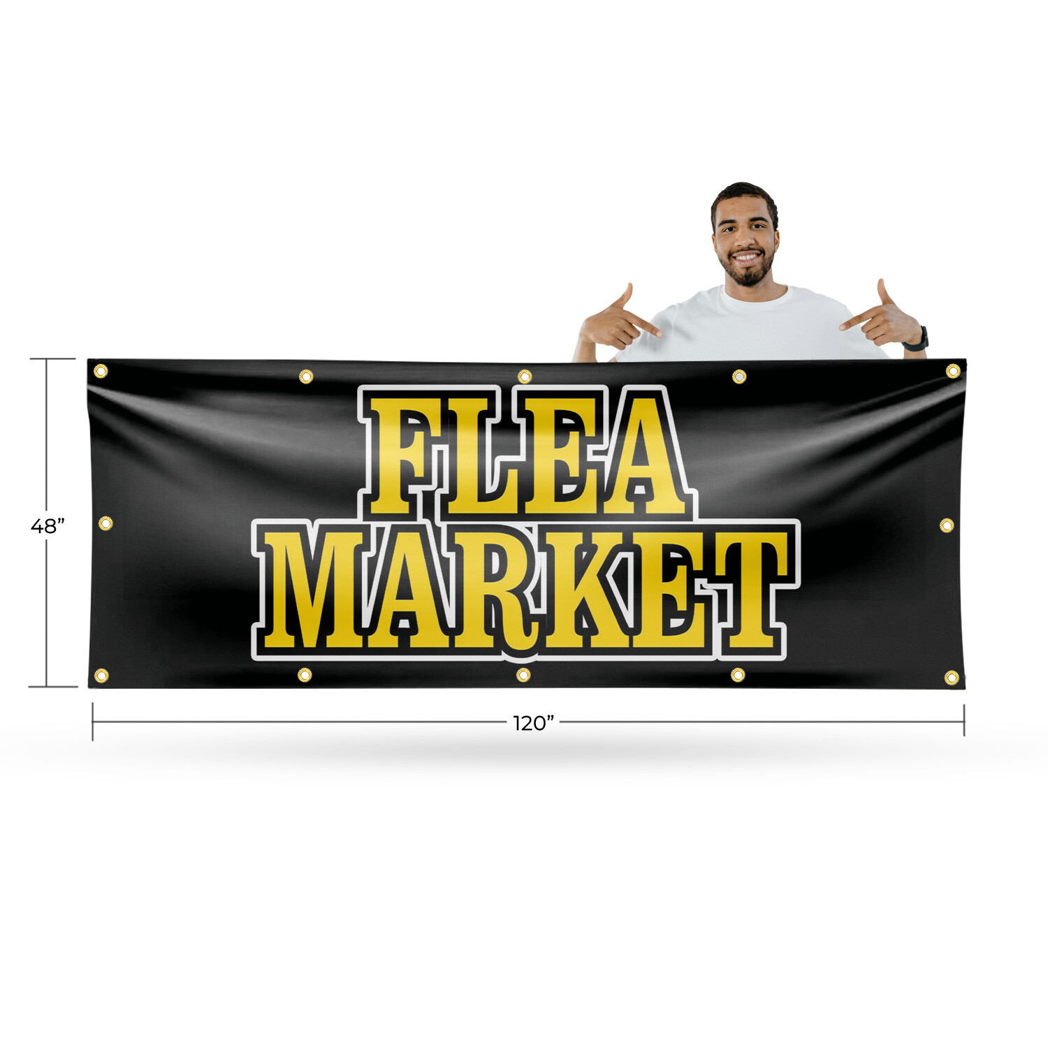 Flea Market 13 oz Vinyl Banner Sign with Metal Grommets Heavy-Duty Single-Sided