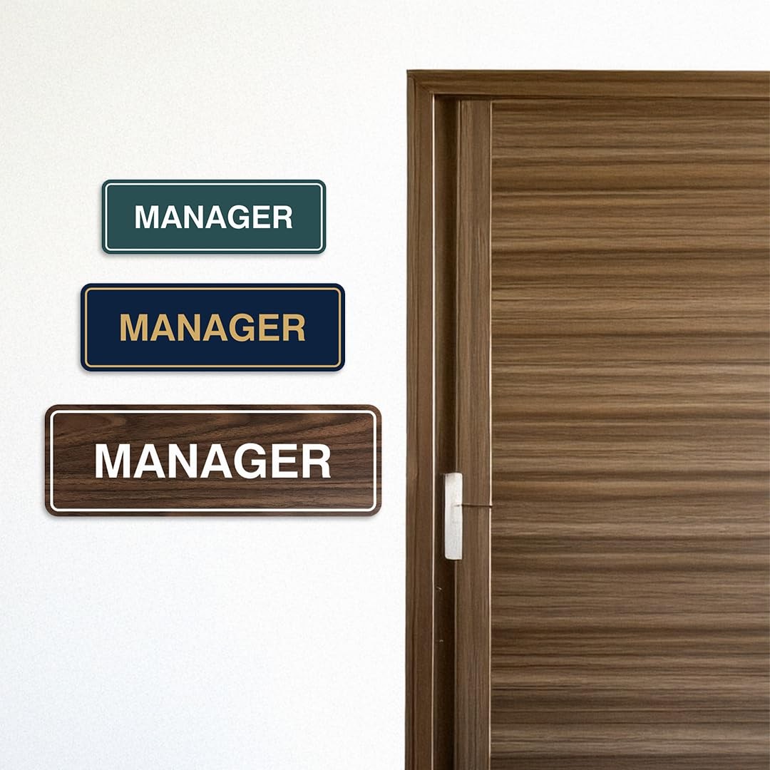 Standard Manager Door Wall Sign Silver Large Office Business Plaque 1PCS