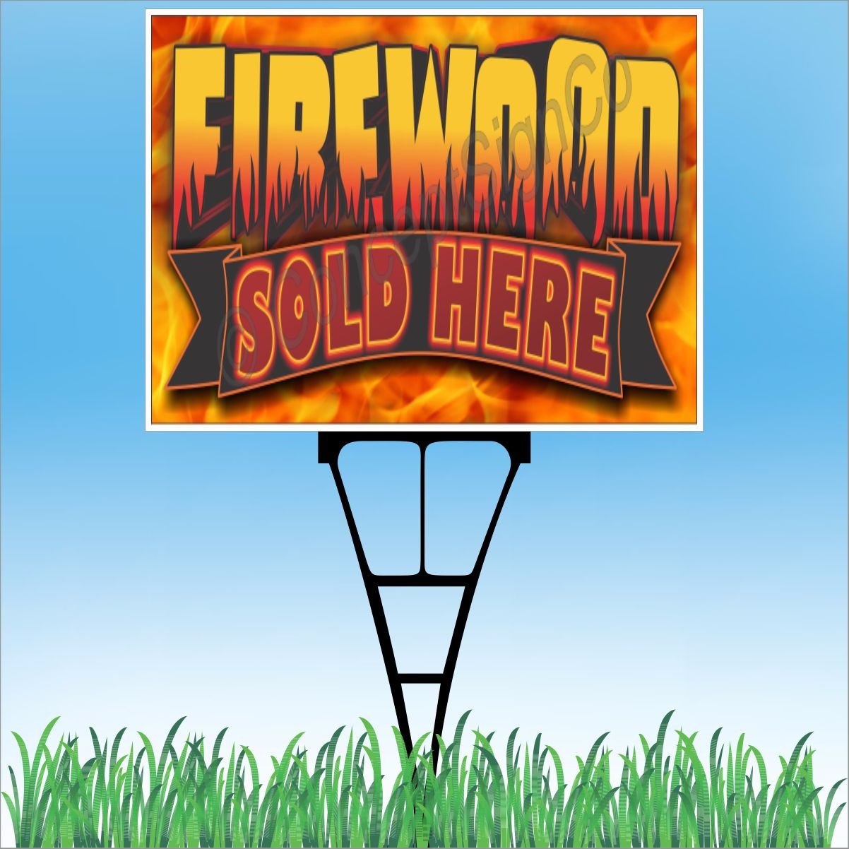 18&Prime;x24&Prime; FIREWOOD SOLD HERE Outdoor Yard Sign & Stake Sidewalk Lawn Sales Wood