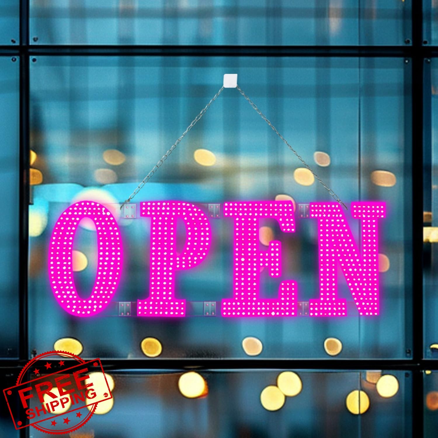 LemonNova LED Open Sign Pink 30&Prime;x10&Prime;
