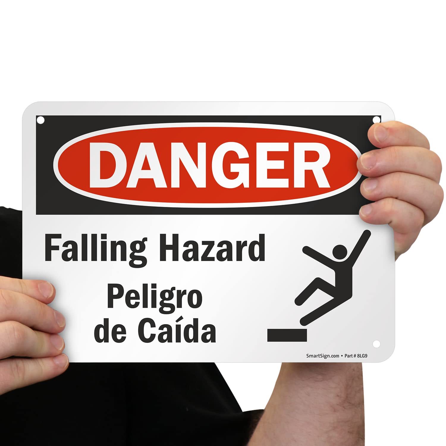 7×10 inch Danger Falling Hazard Peligro De Caida Bilingual OSHA Metal Sign