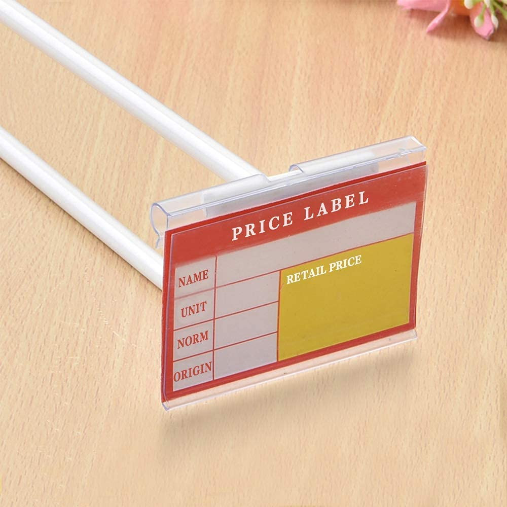 50 PCS Clear Plastic Label Holders For Wire Shelf Retail Price Label Basket NEW