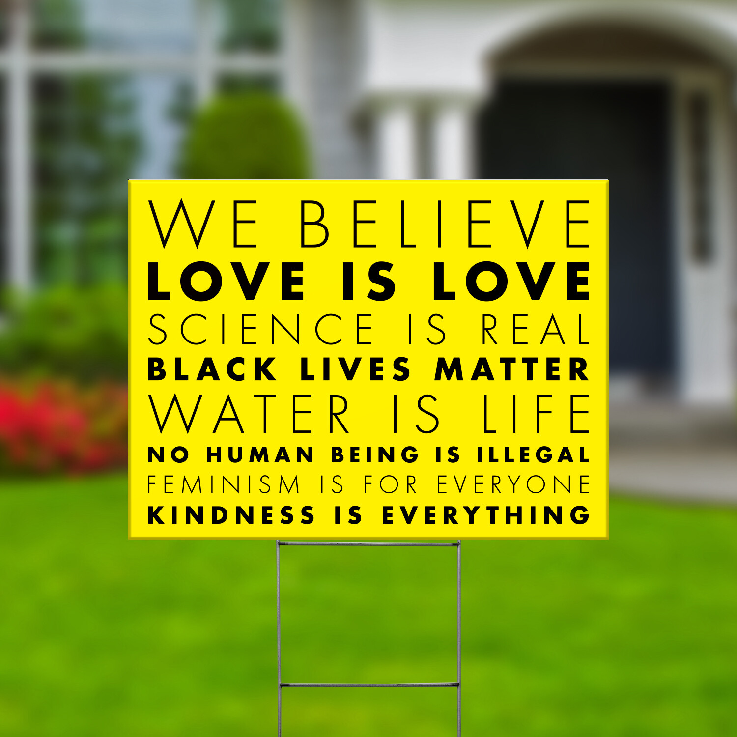 We Believe Black Lives Matter Yard Signs Double Side 24×18&Prime; + H Stakes Yellow