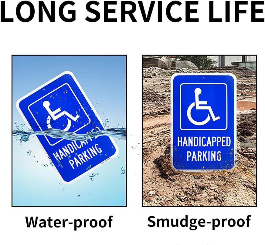 4 Pack Large Handicap Parking Sign, Handicapped Sign, 18&Prime; x 12&Prime; .040 Rust Free A