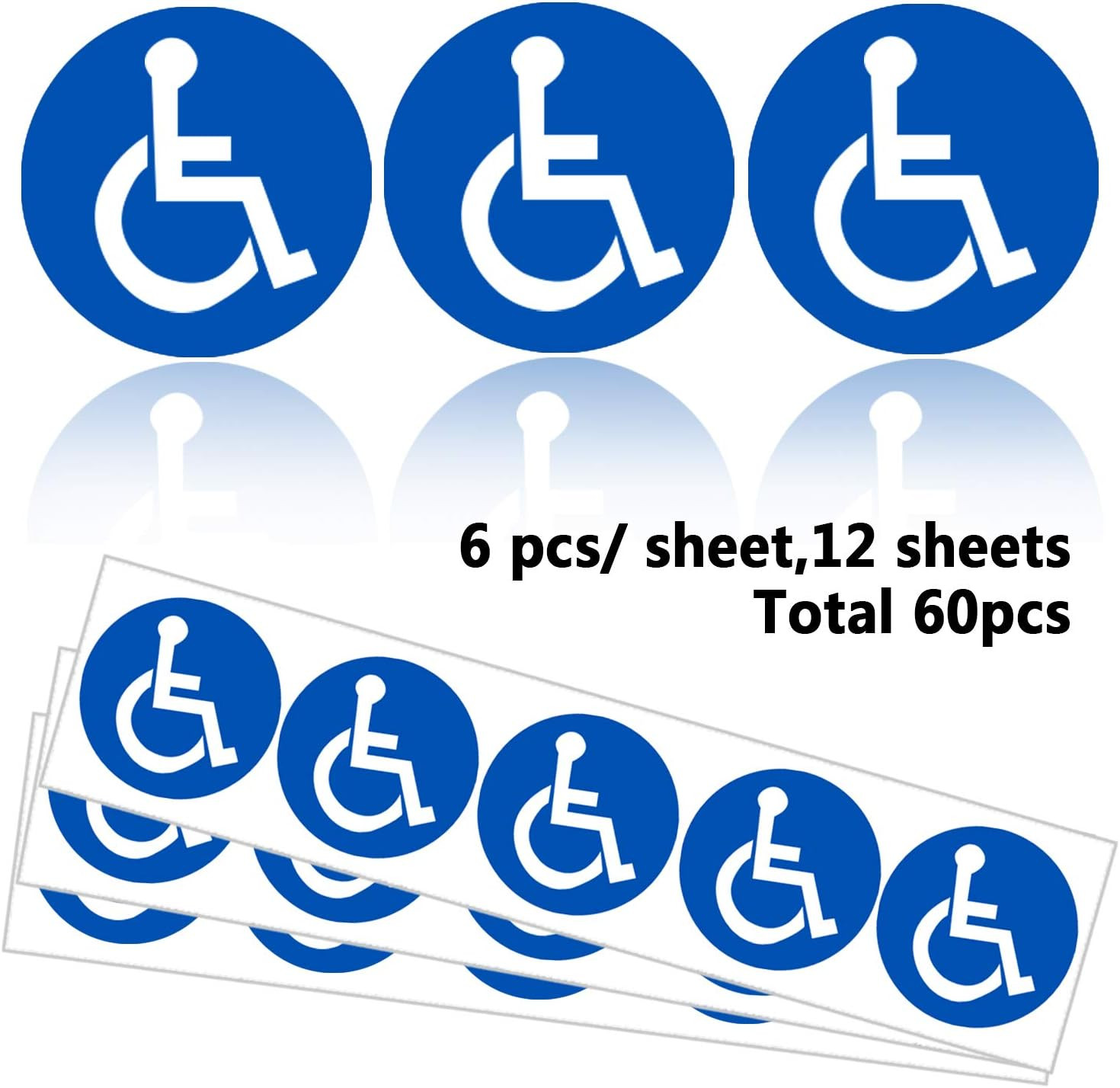 Disabled Wheelchair Symbol Labels | Handicap Signs Stickers 2 Inch round Conveni