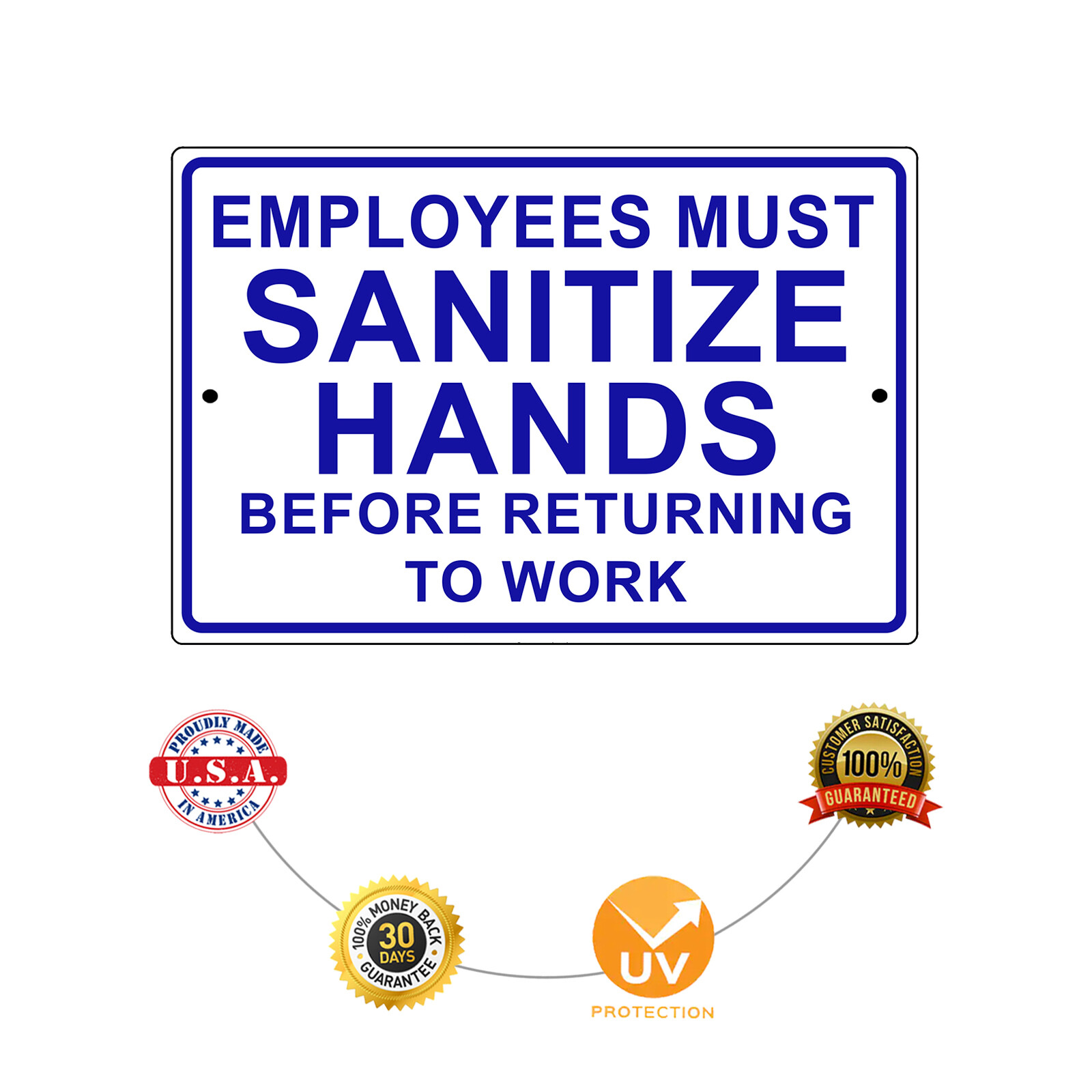 Employees Must Use Sanitizer Before Returning To Work Aluminum Metal Sign