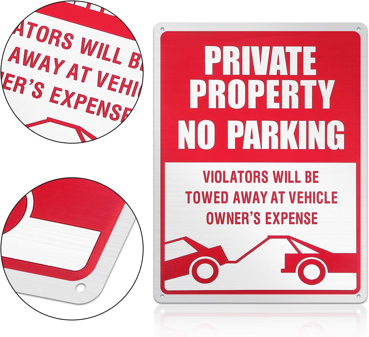 3-Pack No Parking Signs – 14 x 10 Inches Reflective Private Property Signs