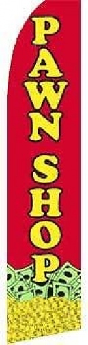 Pawn Shop Banner Flag Sign Display Kit Tall Bow Feather Flutter 2.5’ Wide