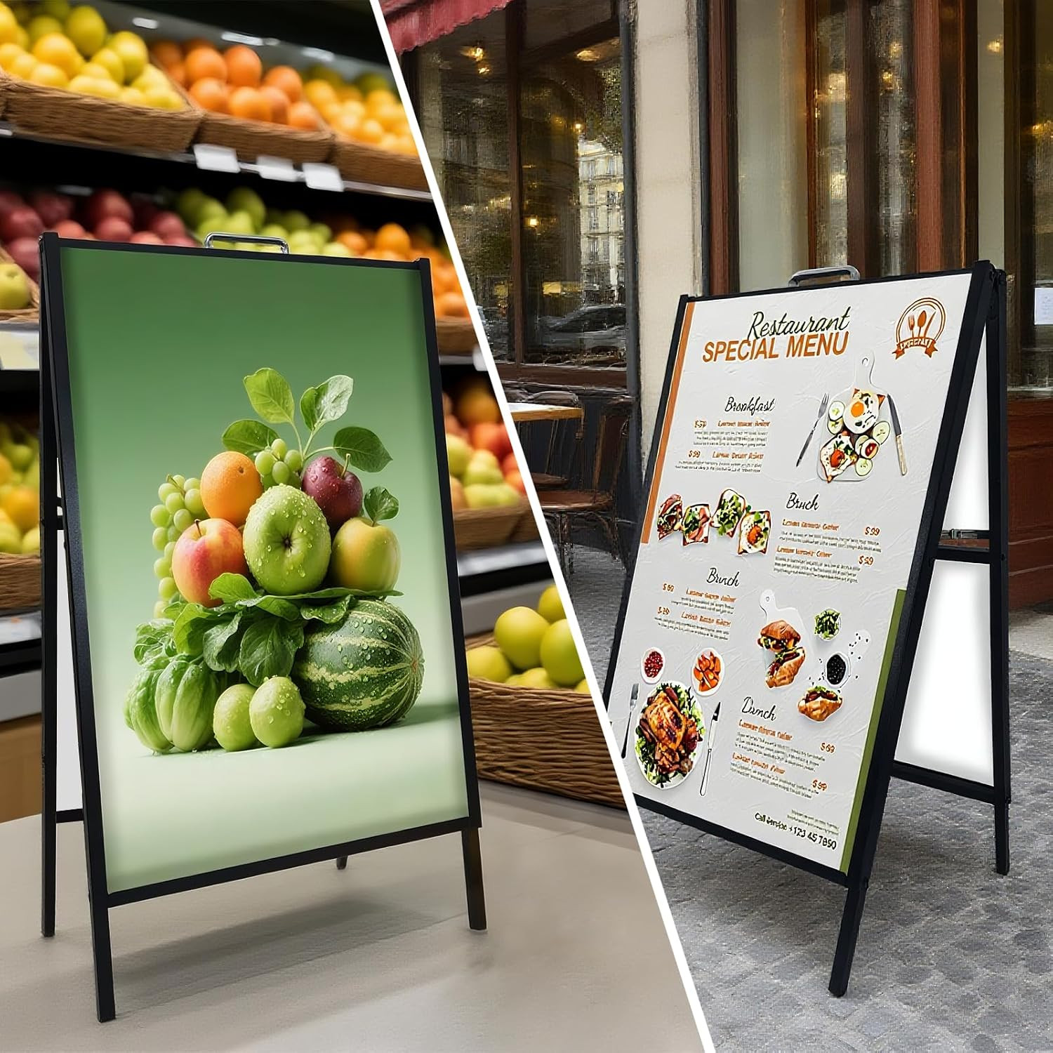 Heavy Duty a Frame Sidewalk Sign 24X36 Inch, Double-Sided Folding Sandwich Board
