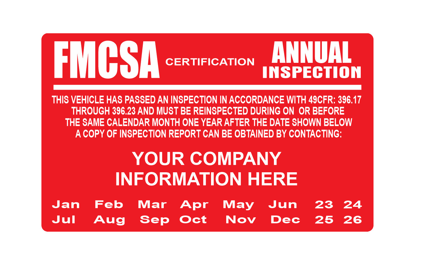 FMCSA DOT Annual Inspections Labels Set Of 50 Decals 5” Wide X 3” High