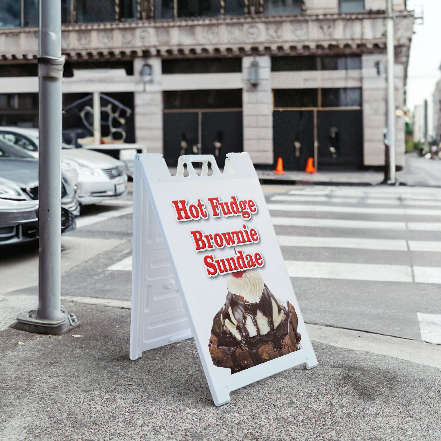 A-frame Sidewalk Hot Fudge Brownie Sundae 24&Prime; x 36&Prime; Double Sided A-Frame Sidewal