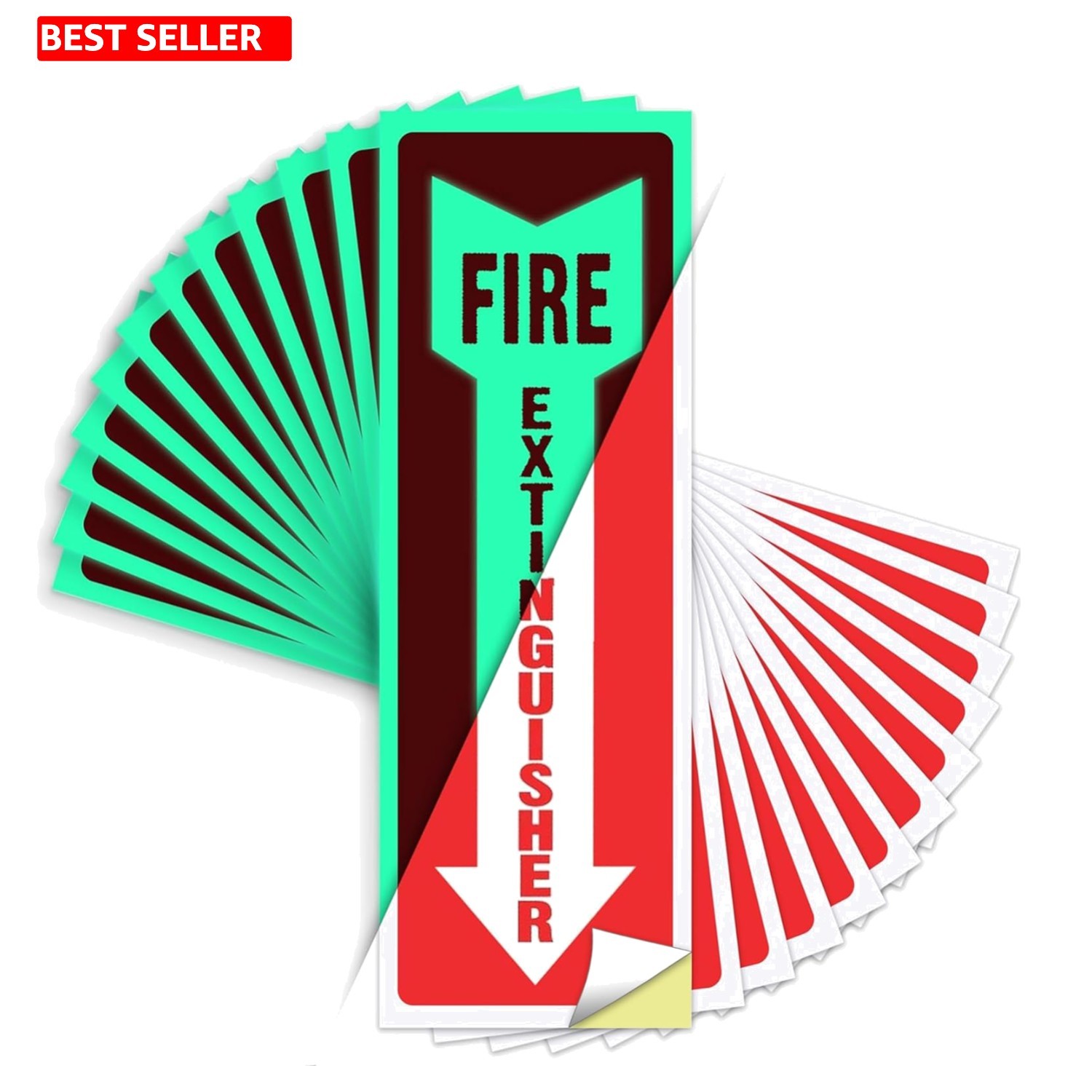 Safety First: 12 Pack Fire Extinguisher Stickers, High Visibility & UV Protected