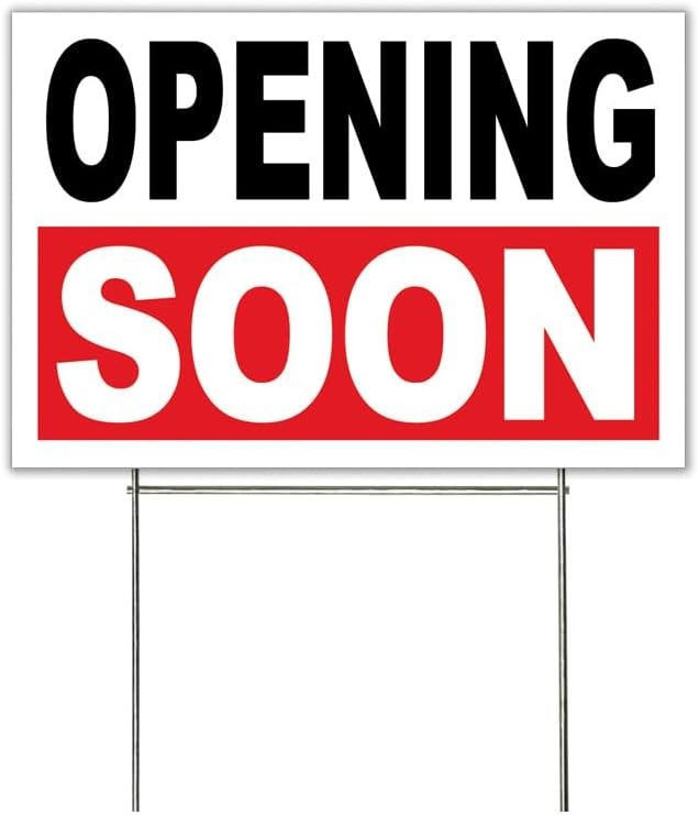 18×12 Inch OPENING SOON Yard Sign with Stake – wrb1s