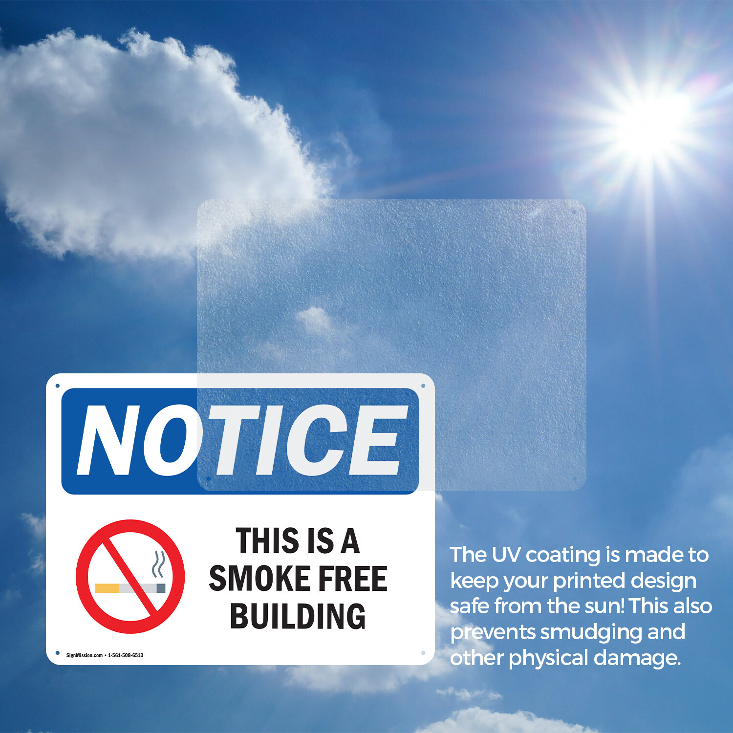 (2 Pack) This Is A Smoke Free Building OSHA Notice Sign Decal Metal Plastic