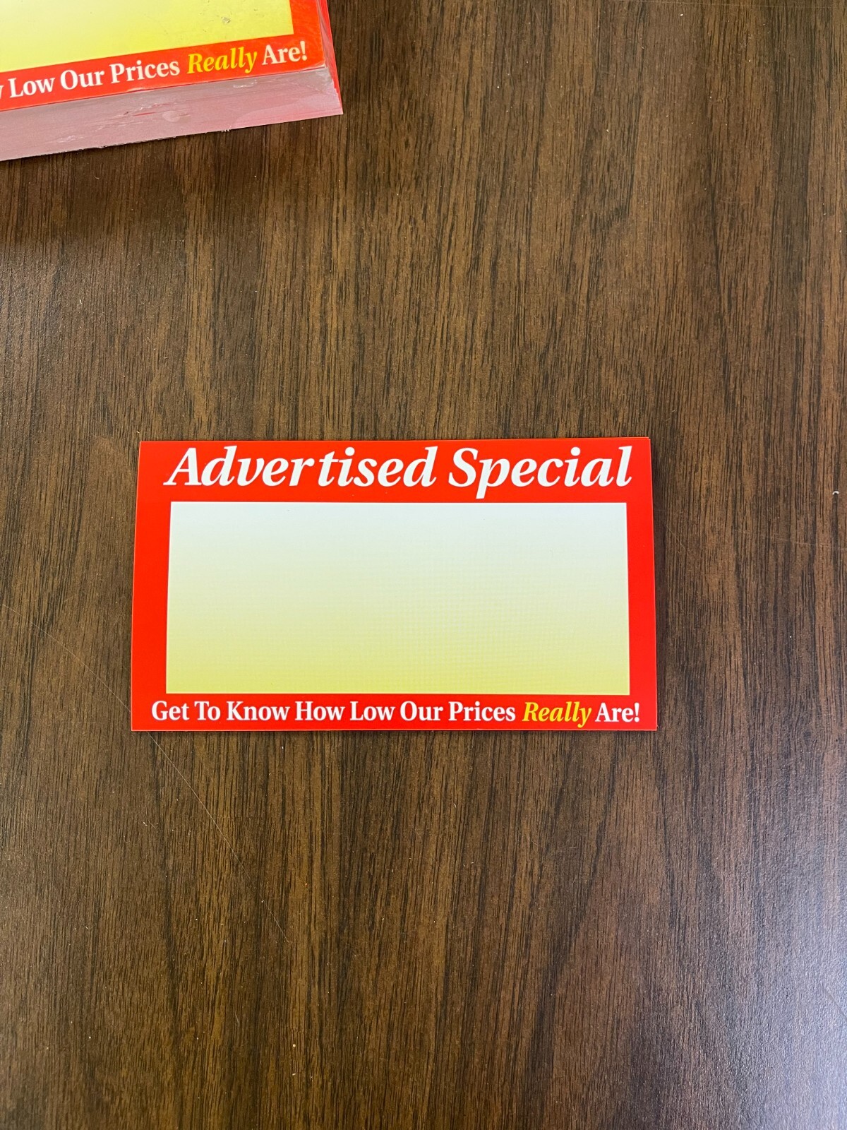Advertised Special Price Signs for Retail -6 1/4&Prime;w x 3.5&Prime;H- 100 pieces