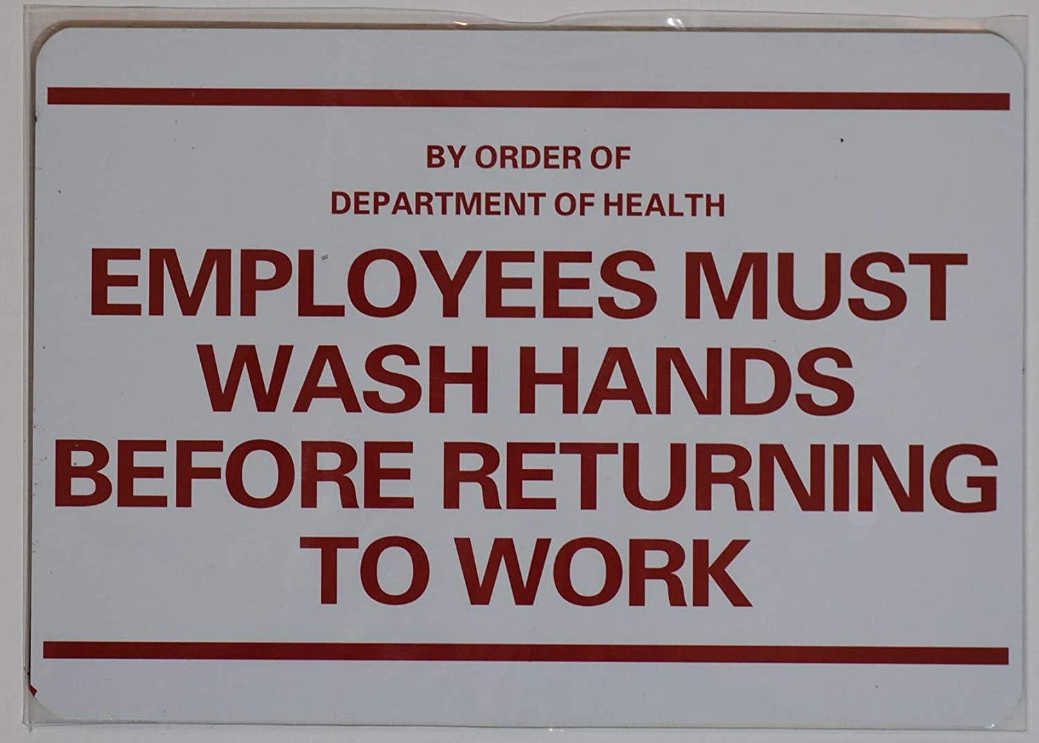 Employee Must WASH Hand Sign – Food Facility Sign (7×10, Brush..REF24-1027