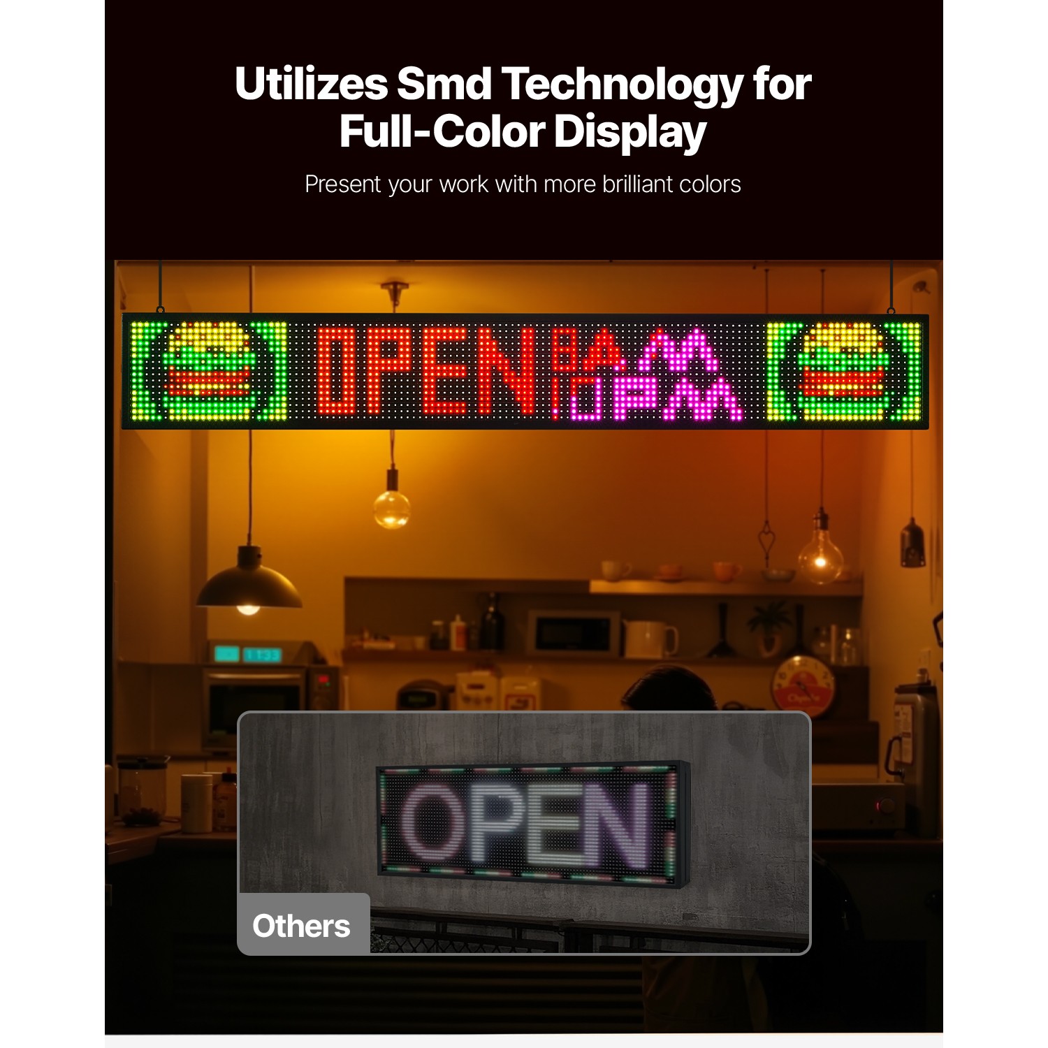 52×8 in Programmable LED Sign Digital Scrolling Display Board P10 Full-color