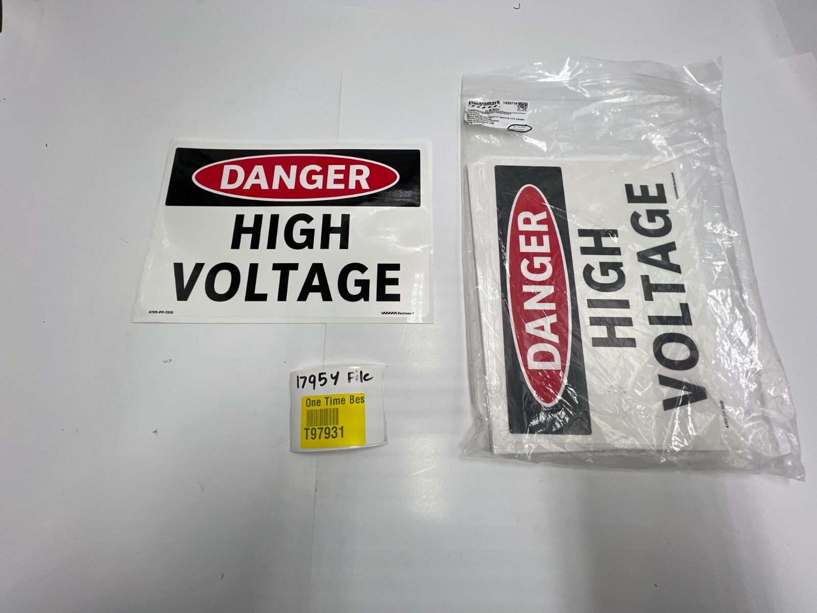 (QTY 25) Electromark 4705-PP-7X10 Black Red/White Danger High Voltage Label