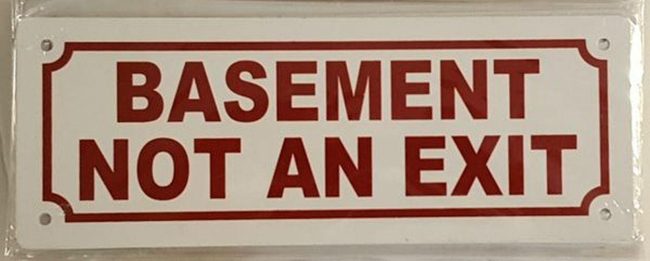 BASEMENT NOT AN EXIT SIGN -BRUSHED ALUMINUM (2 X 7.75)-REF24-1027