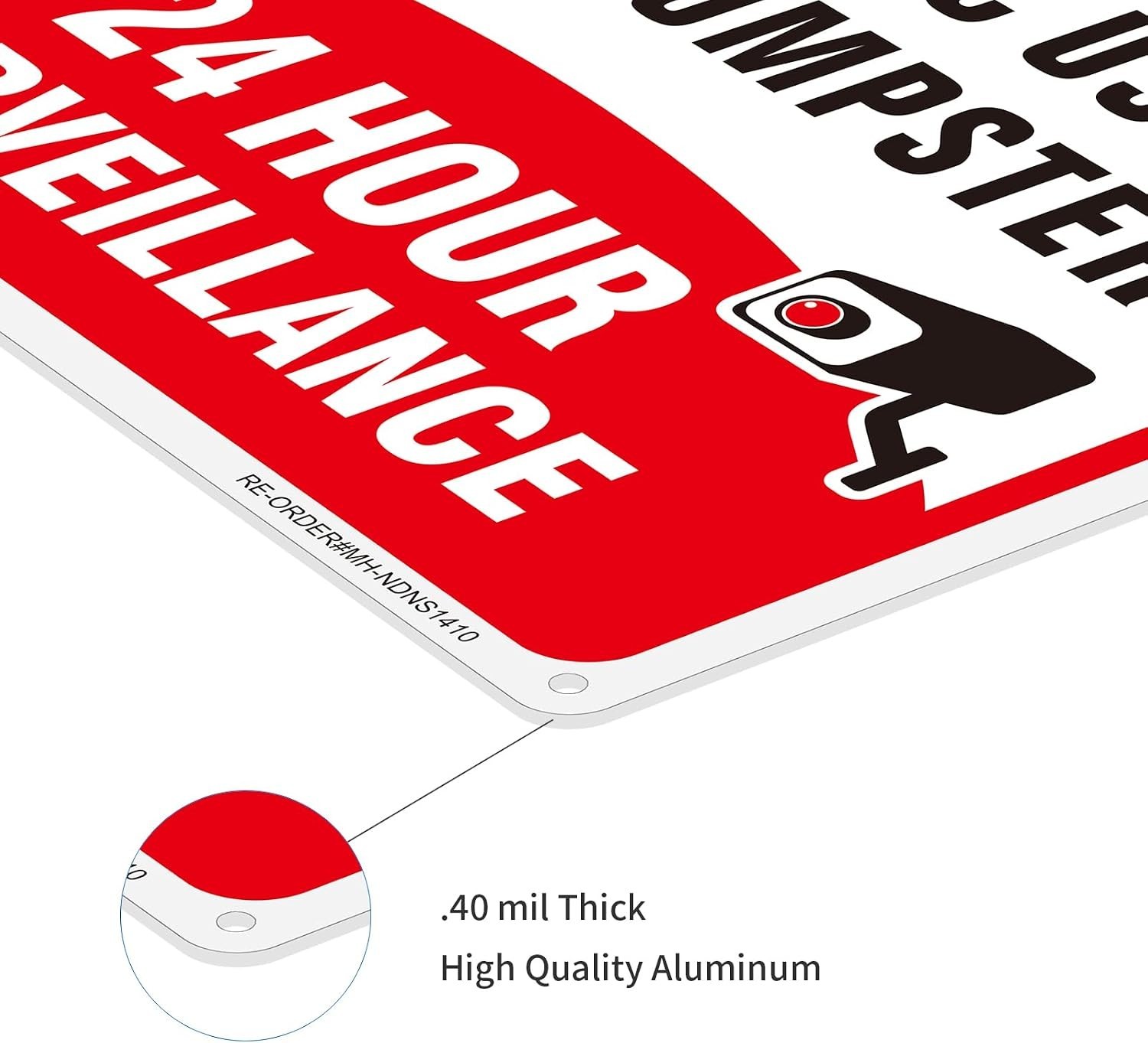 No Dumping Signs 14×10 Inch Aluminum Reflective Surveillance 2 Pack Weatherproof