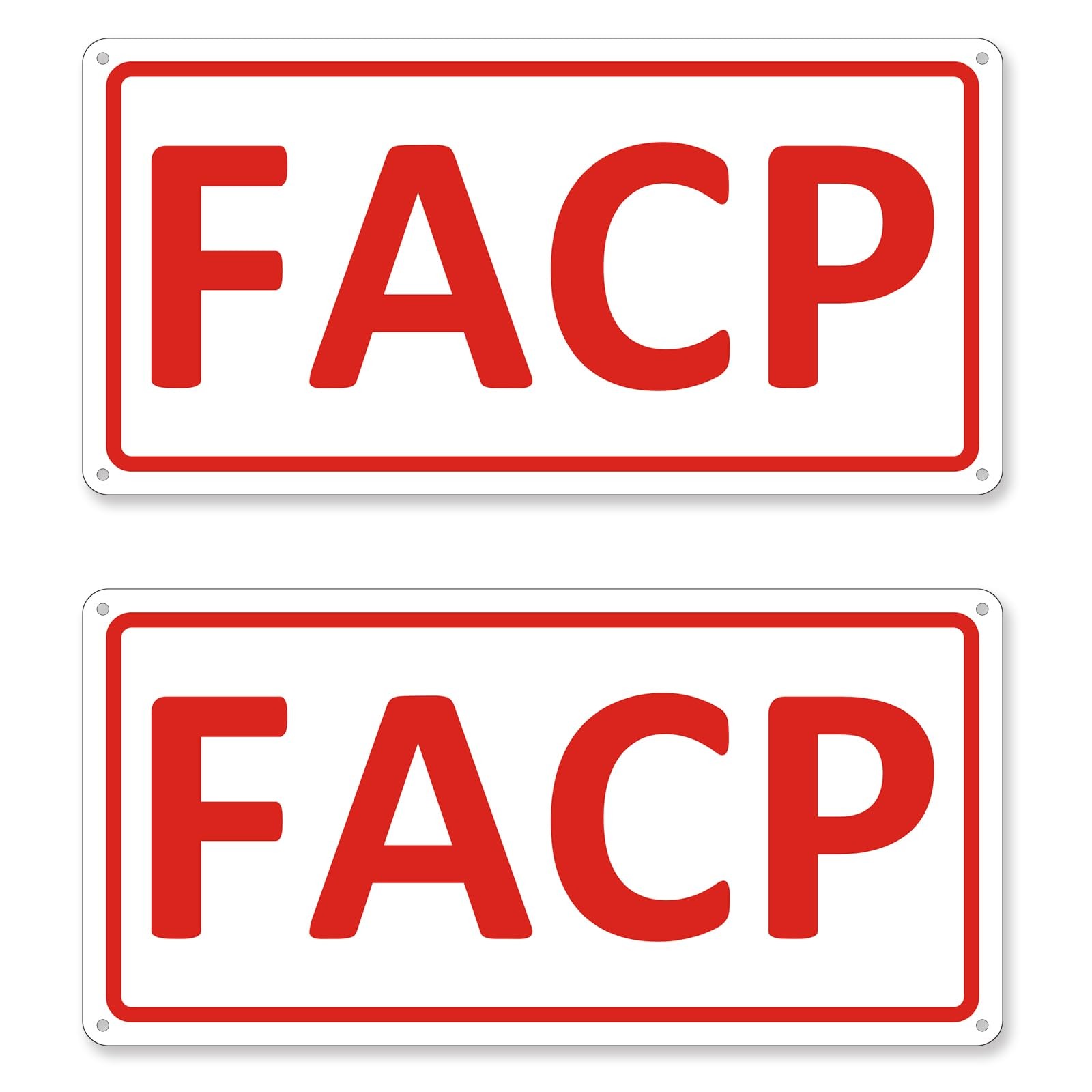 2 PCS FACP Fire Alarm Control Panel Sign 12×6 Inch Aluminum Reflective White