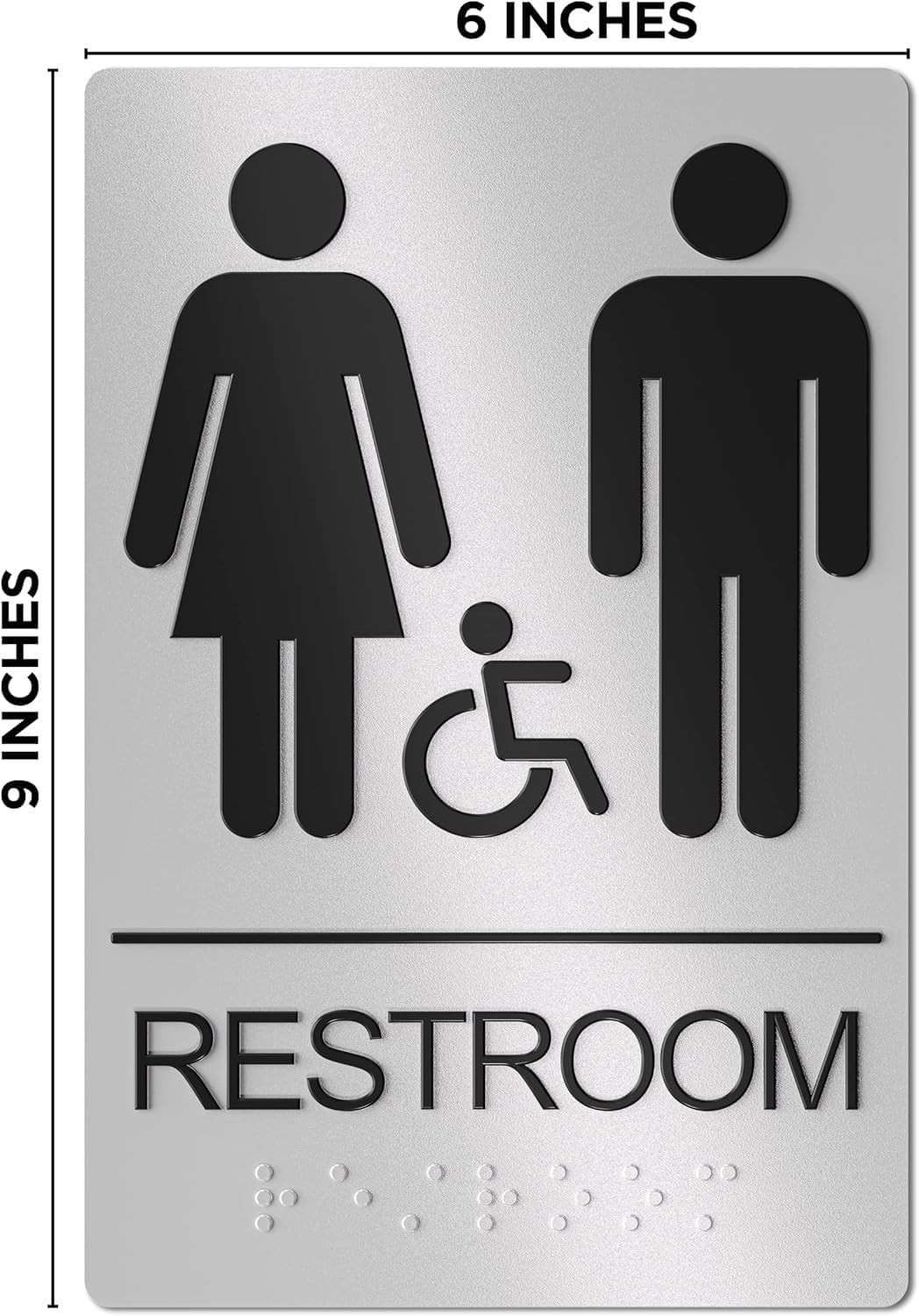Restroom Sign for Business – 9 X 6 Inch – 1 Pack | ADA Compliant, Raised Text wi