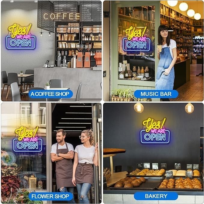 Neon Open Sign,Bright Led Light Advertisement USB Powered/13.4 * 11.8 in