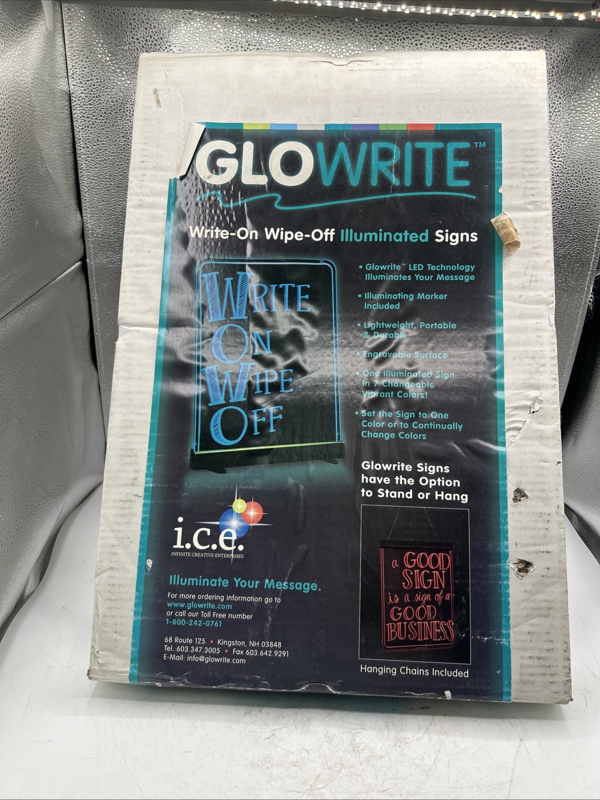 Glowrite LED Illuminated Sign 12&Prime; x 18&Prime; write on wipe off Message Board