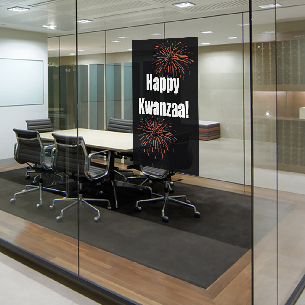 Door Decals Vertical Vinyl Stickers Multiple Sizes Happy Kwanzaa Candles Vinyl