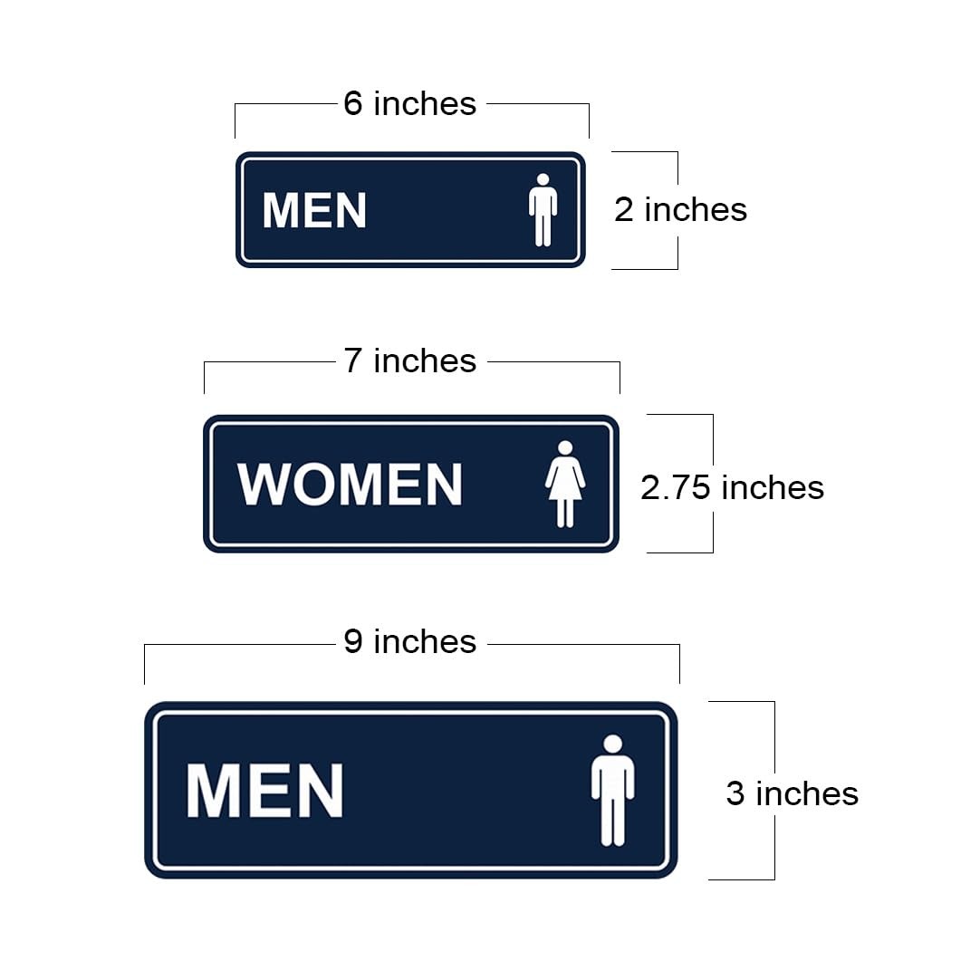 2 PCS Large Standard Men Women Restroom Sign Black/Gold Bathroom Door Markers