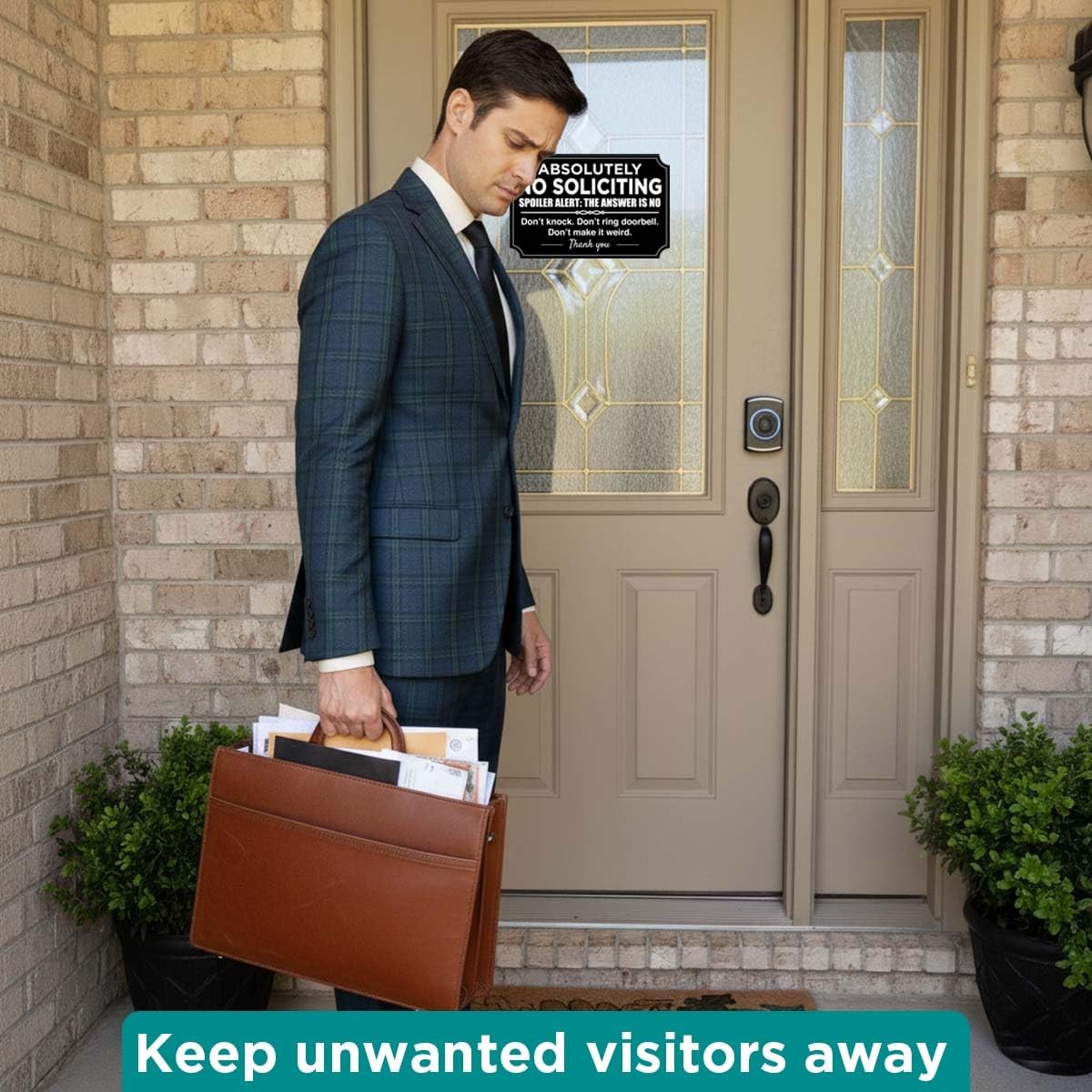 2 Pack No Soliciting Signs Weatherproof Vinyl SelfAdhesive For Home Business 8.