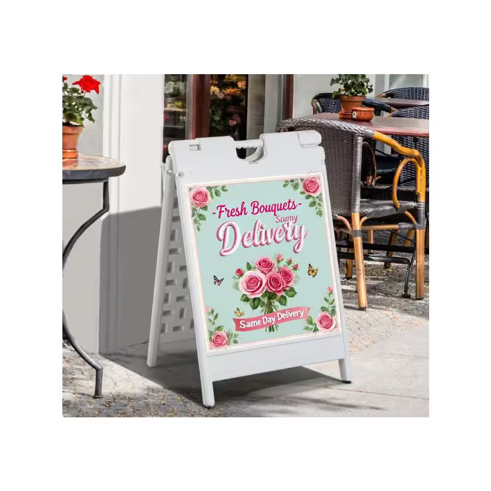 Sandwich Board, a Frame Sign Holder 15.7 In. X 26 In., Dual Display Outdoor Sign