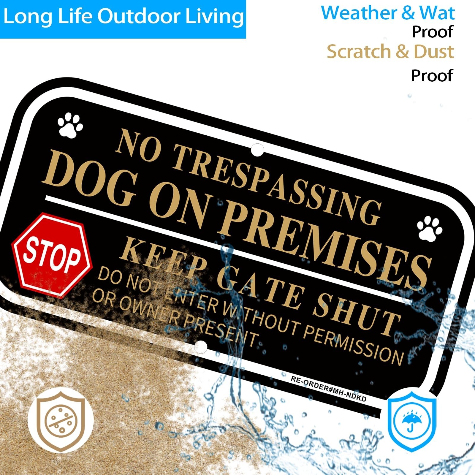 No Trespassing Dog On Premises Signs, 2 Pack Dog On Premises Keep Gate Shut S…