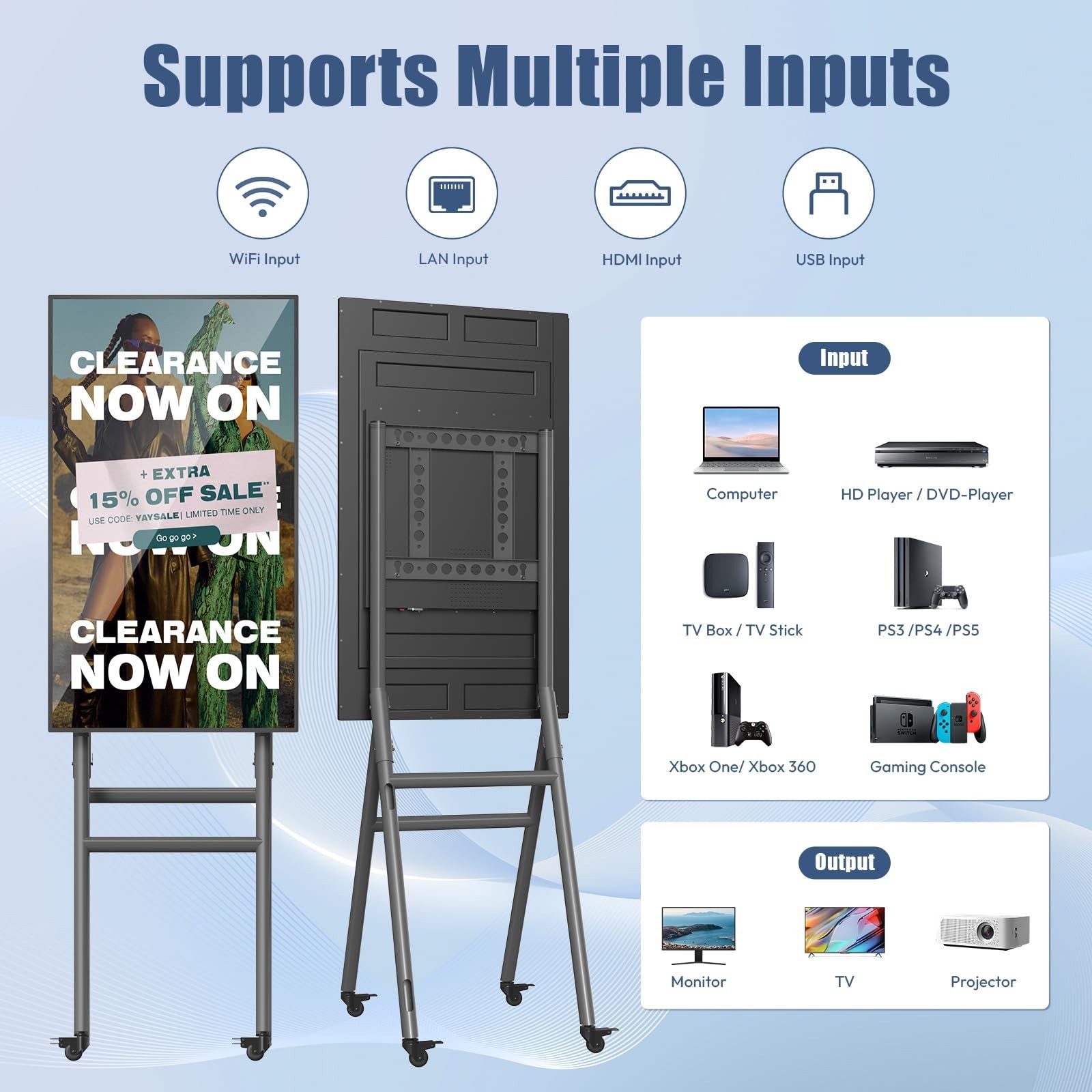 43 Inch Mobile Digital Signage Display Kiosk with Flight Case Portable Digital