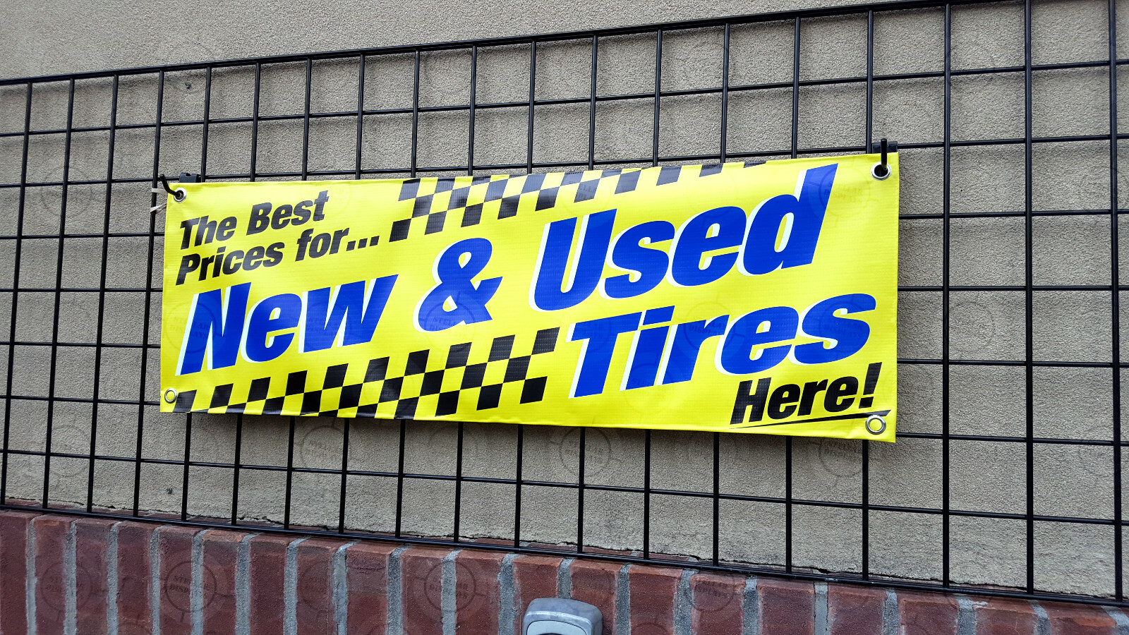 Best Prices New Used Tires Banner Vinyl Display Various Bright Color Sign Poster