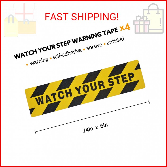6&Prime; x 24&Prime; Watch Your Step Floor Tape Anti Slip Warning Sign Sticker Adhesive Non-