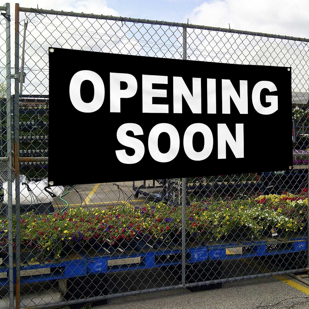 Vinyl Banner Multiple Sizes Opening Soon Style 2 Business Outdoor
