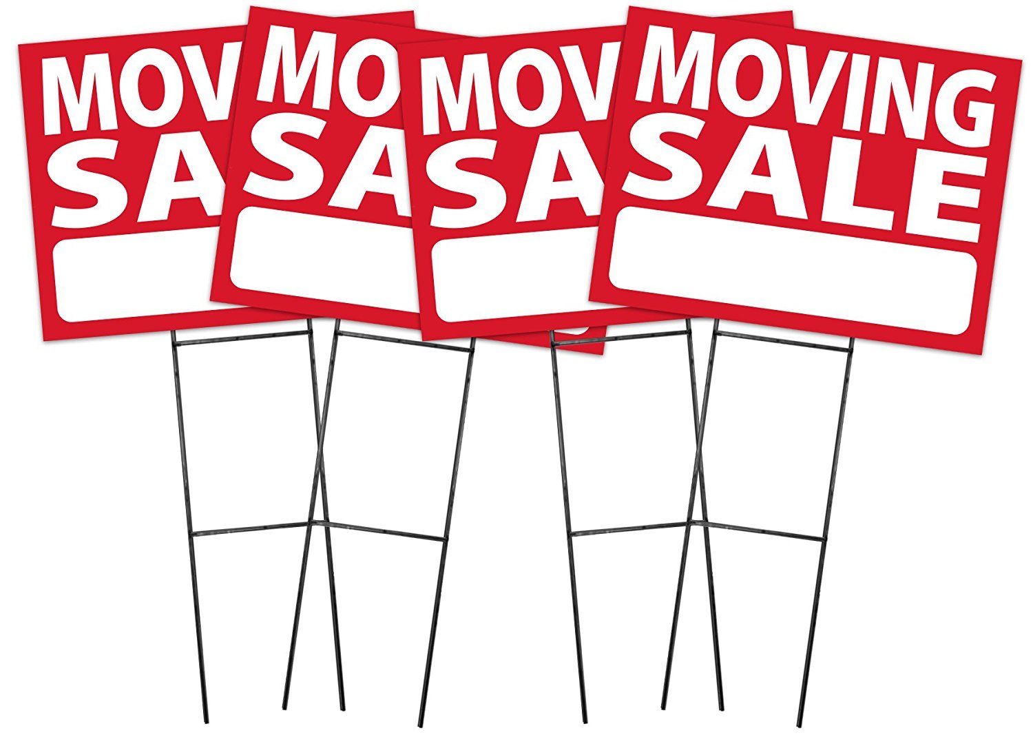 Large (18&Prime;x24&Prime;) Moving Sale – RED – Sign Kit with Stands – 4 Pack