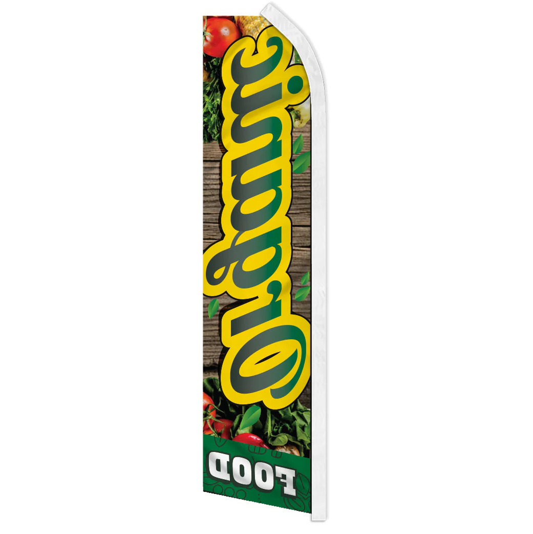 « ORGANIC FOOD » advertising super flag swooper banner business sign produce green