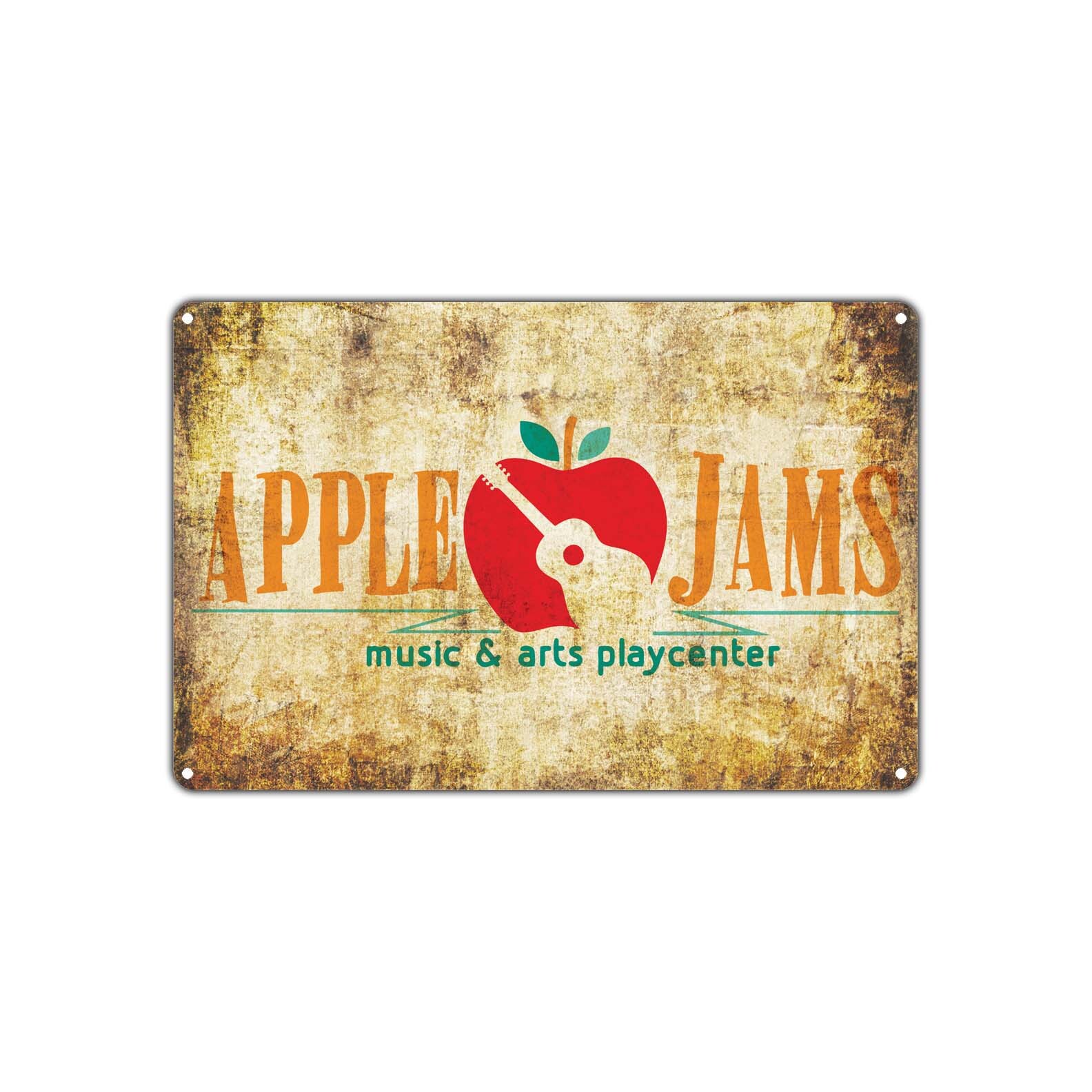 Apple Jam Music & Art Play Center Vintage Sign For Music Company Deco Metal Sign