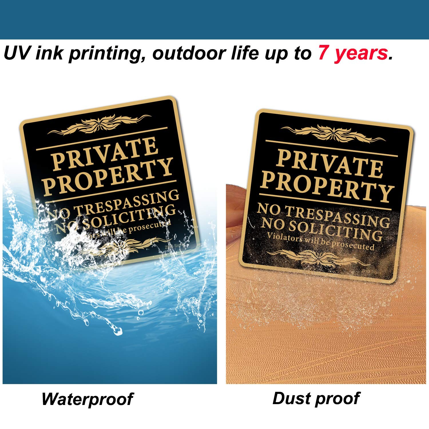 2Pack 12×12 Inch Private Property Sign No Soliciting No Loitering No Trespassing