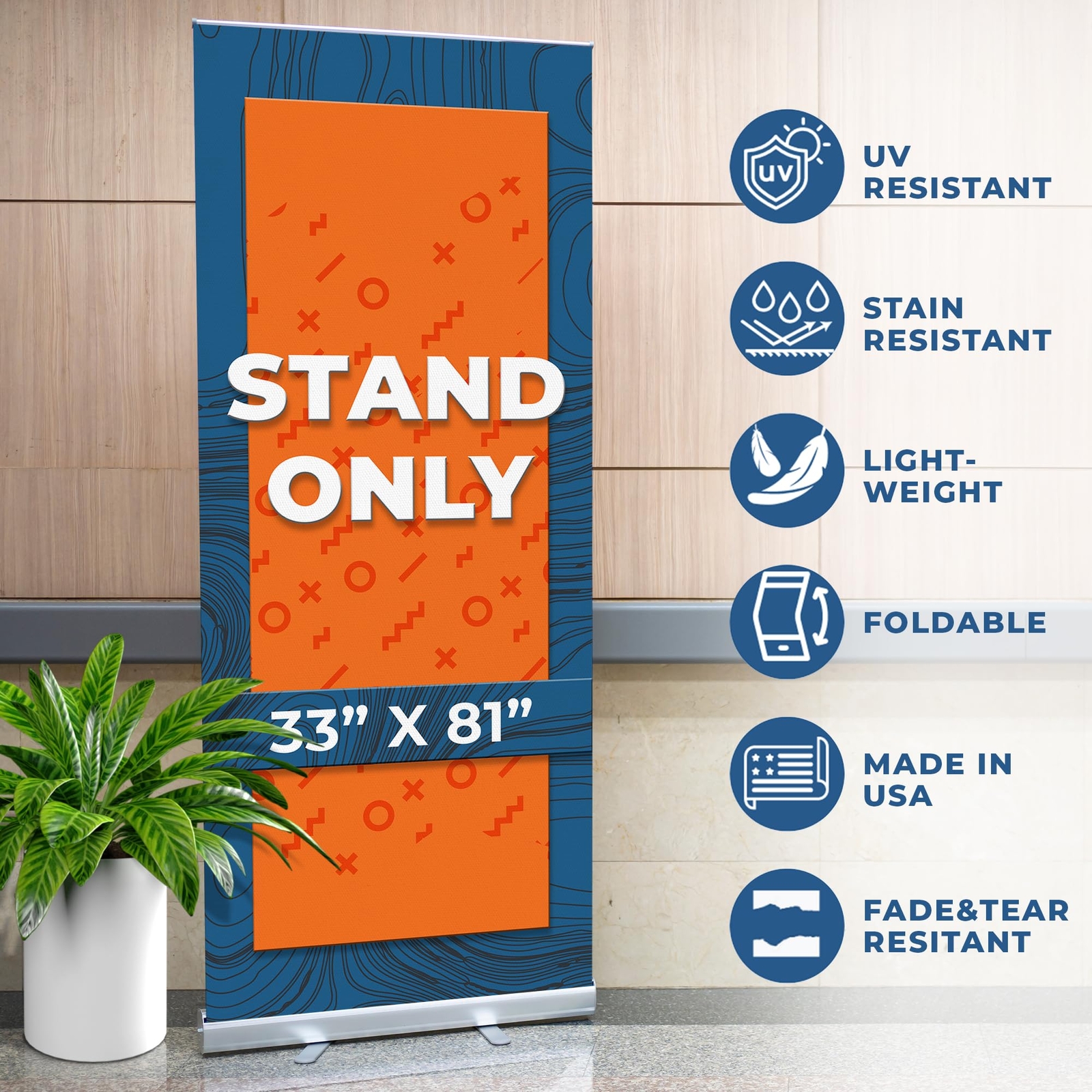 Heavy Duty Premium Retractable Banner Stand w/ Widened Base and Adjustable Size