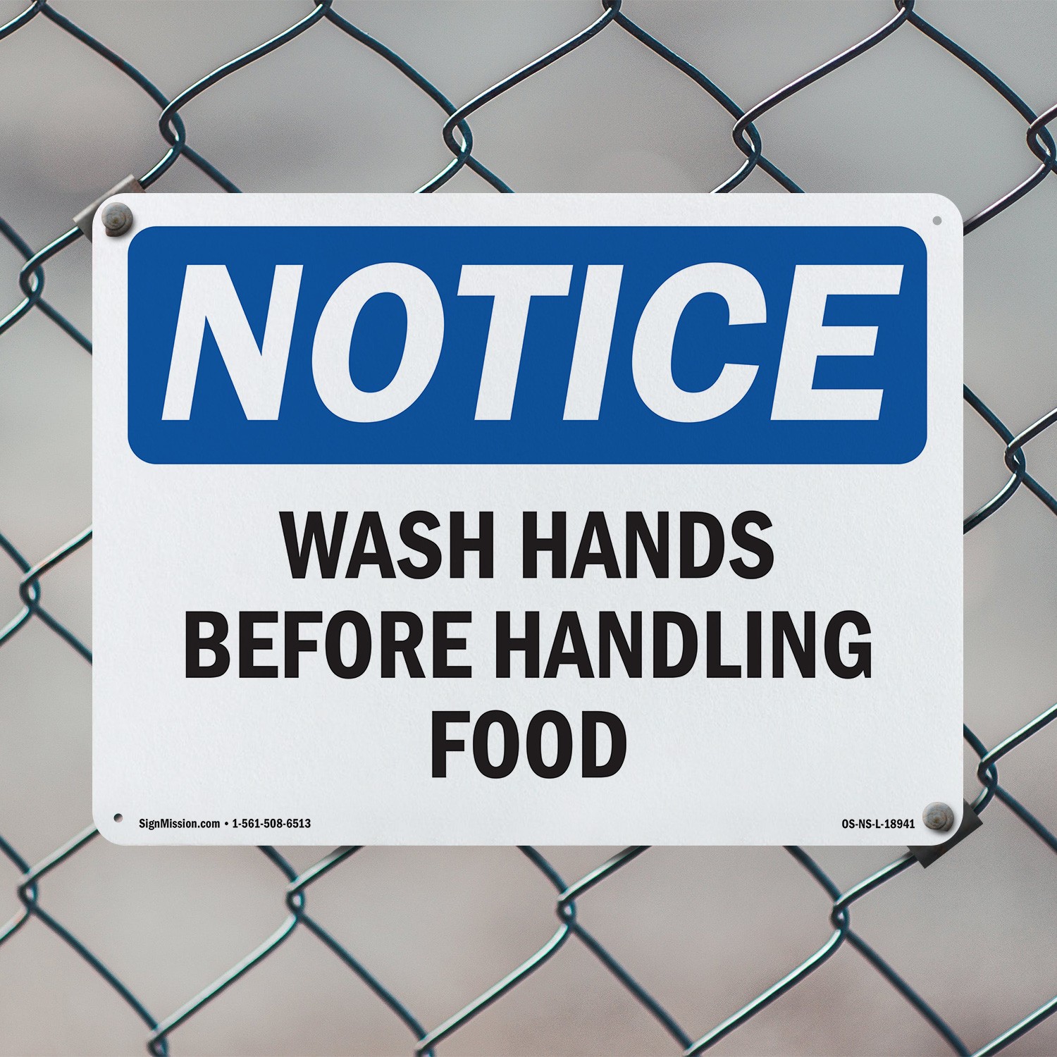 Wash Hands Before Handling Food OSHA Notice Sign Metal,, Decal 5 or 10 Pack