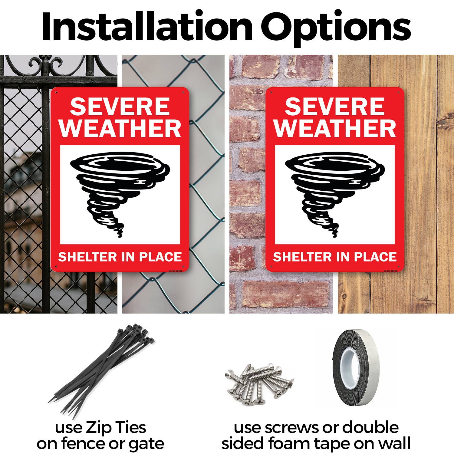 Severe Weather Shelter In Place Public Safety Sign Metal, Decal – 5 or 10 Pack