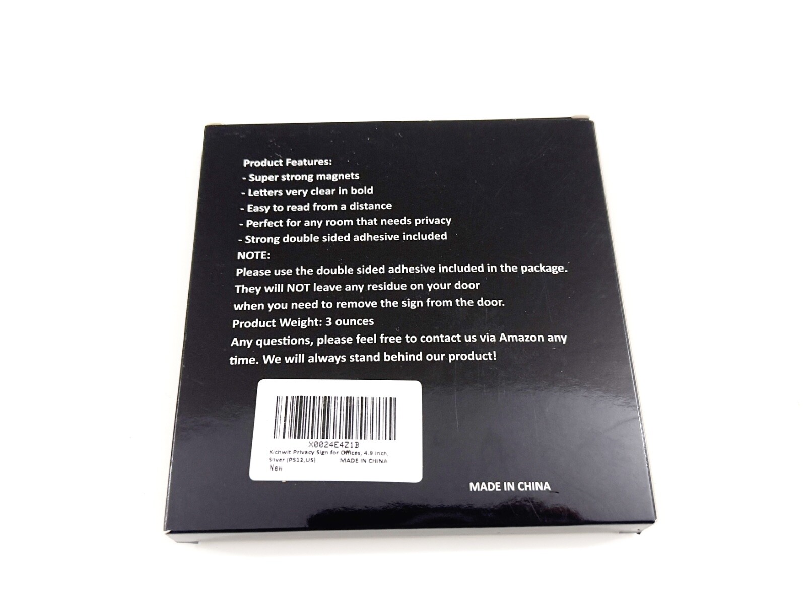 Kichwit Privacy Sign, 4 Messages, Square Shaped, 4.9 Inch, Silver