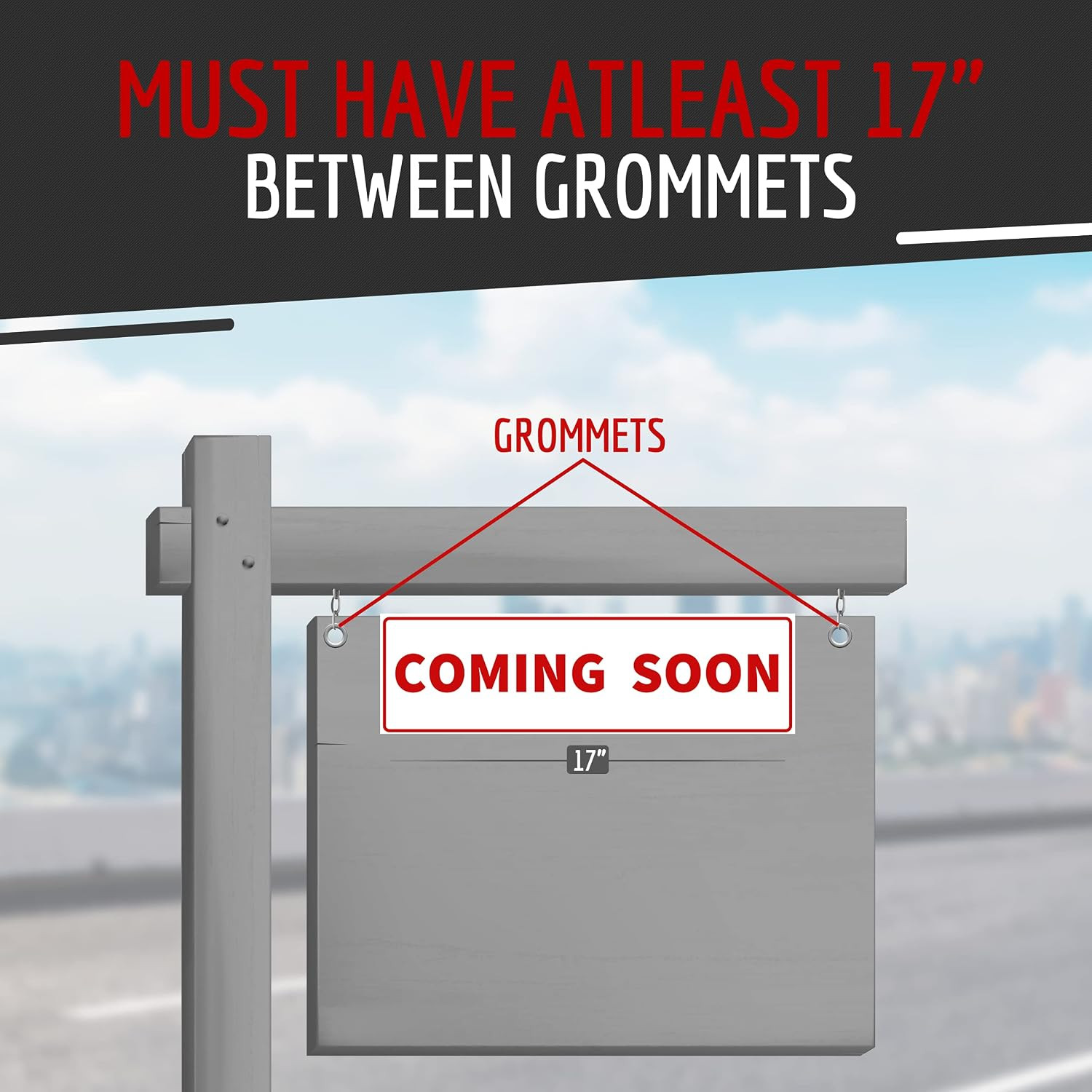 1PC – Coming Soon Real Estate Sign Riders Sleeves, 17&Prime; X 5&Prime;- Double Sided – PVC