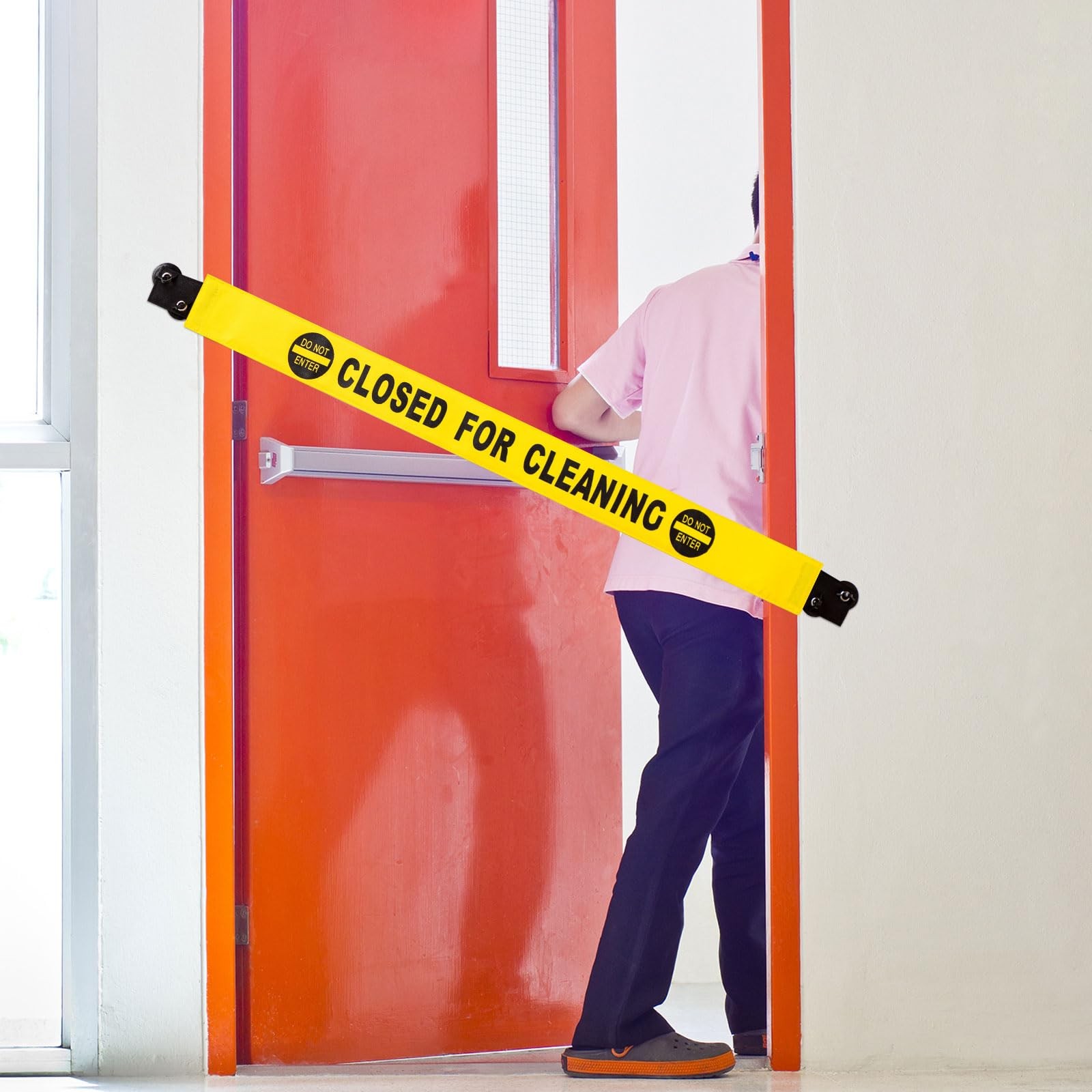 Barydat 2 Pcs Restroom Closed for Cleaning Sign with Magnetic Ends Nylon