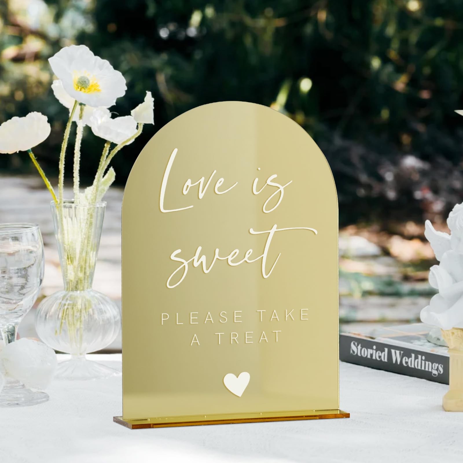 5 PCS Gold Mirror Arch Acrylic Sign Stand 8×10 Inch Blank Wedding Table Base
