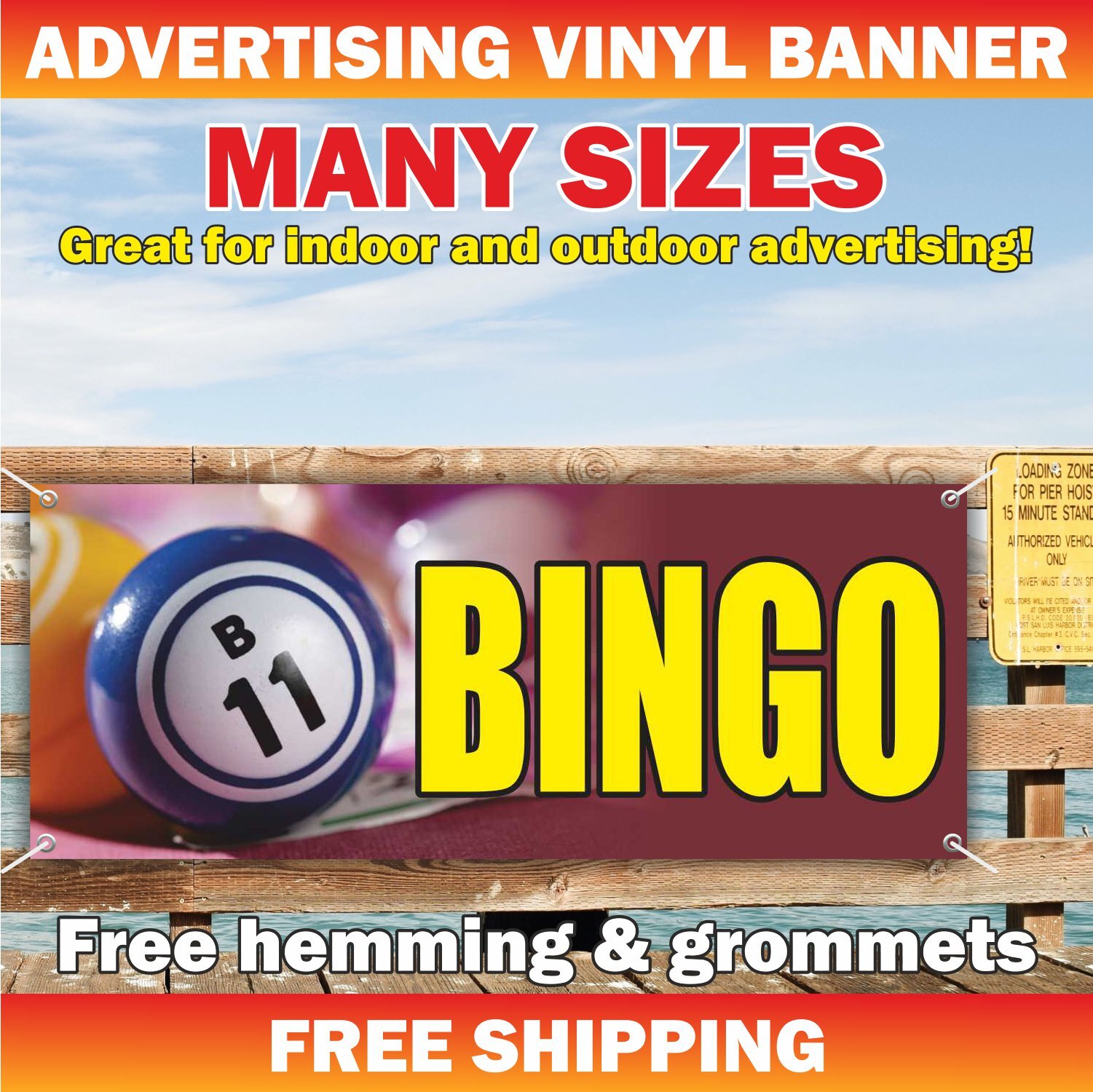 BINGO Advertising Banner Vinyl Mesh Sign LOTTERY TICKETS Tonight SCRATCHERS