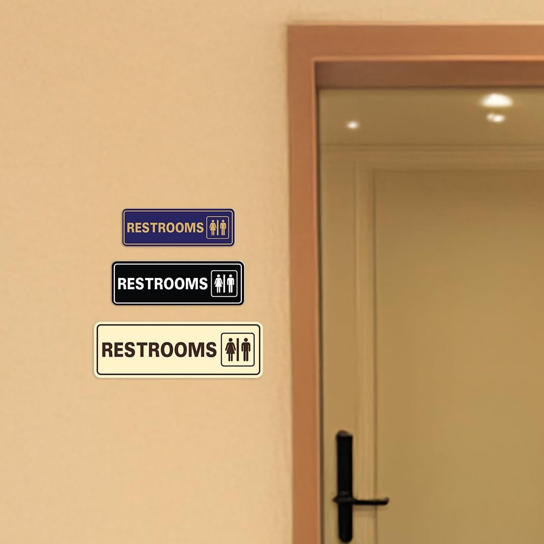 1 PC Standard Restrooms Sign Brushed Gold Large Wall Door Adhesive Displays